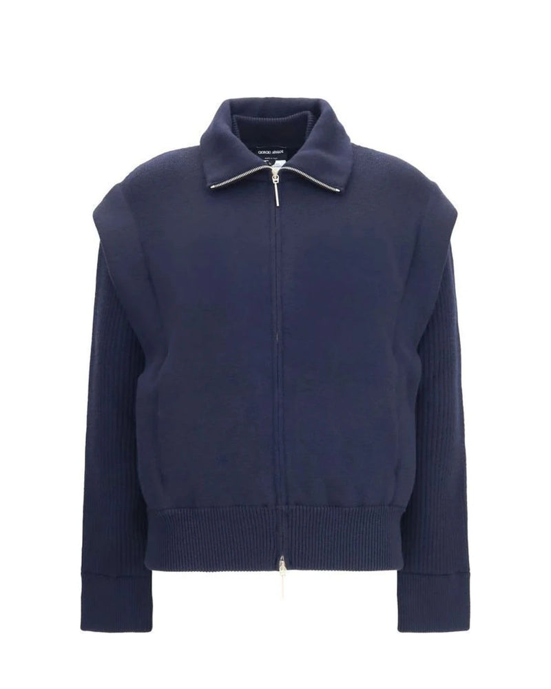 Giorgio Armani Bomber Jacket in blue, Fleece Wool