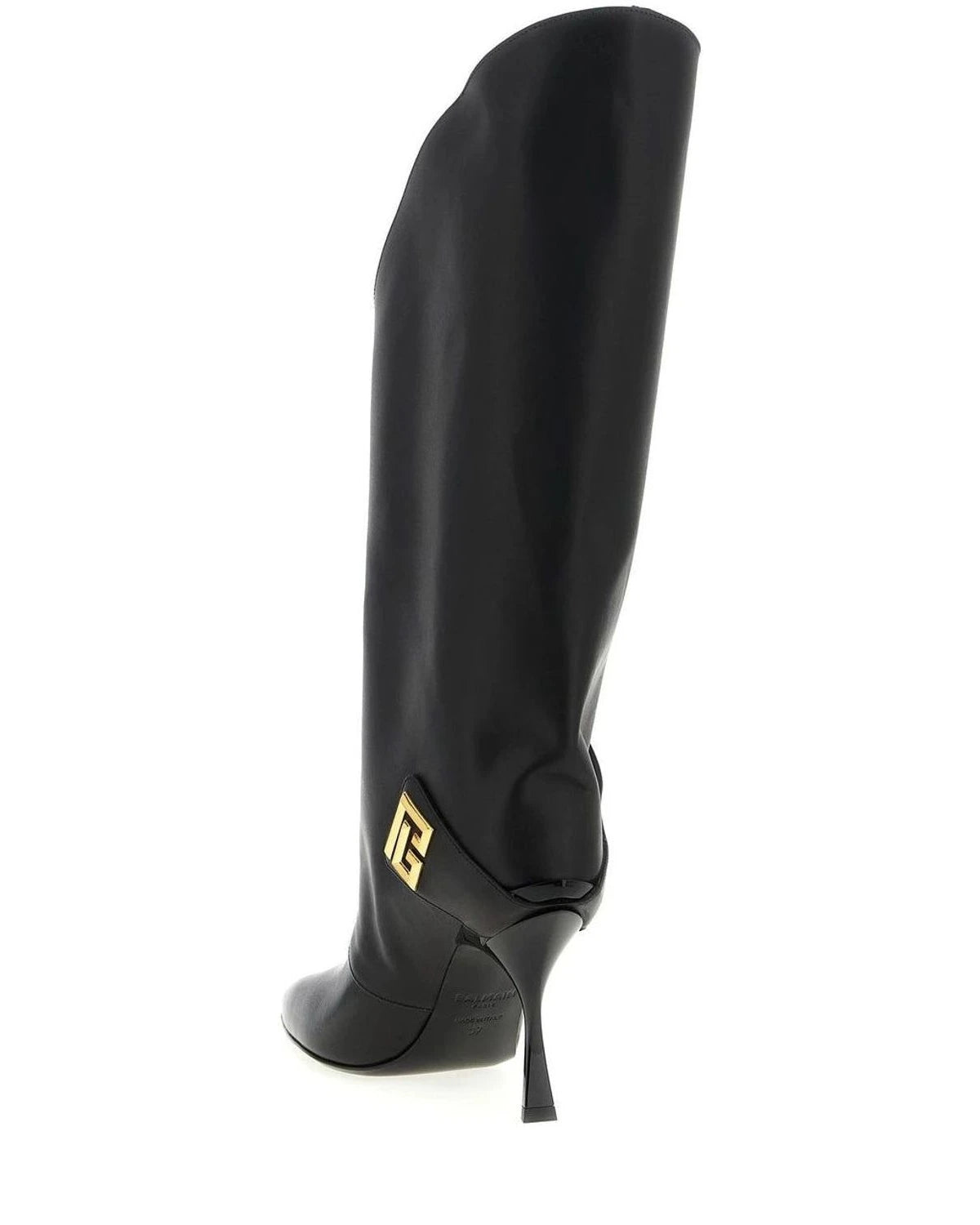 Balmain Knee High Boots in black, Calfskin Leather — view 3