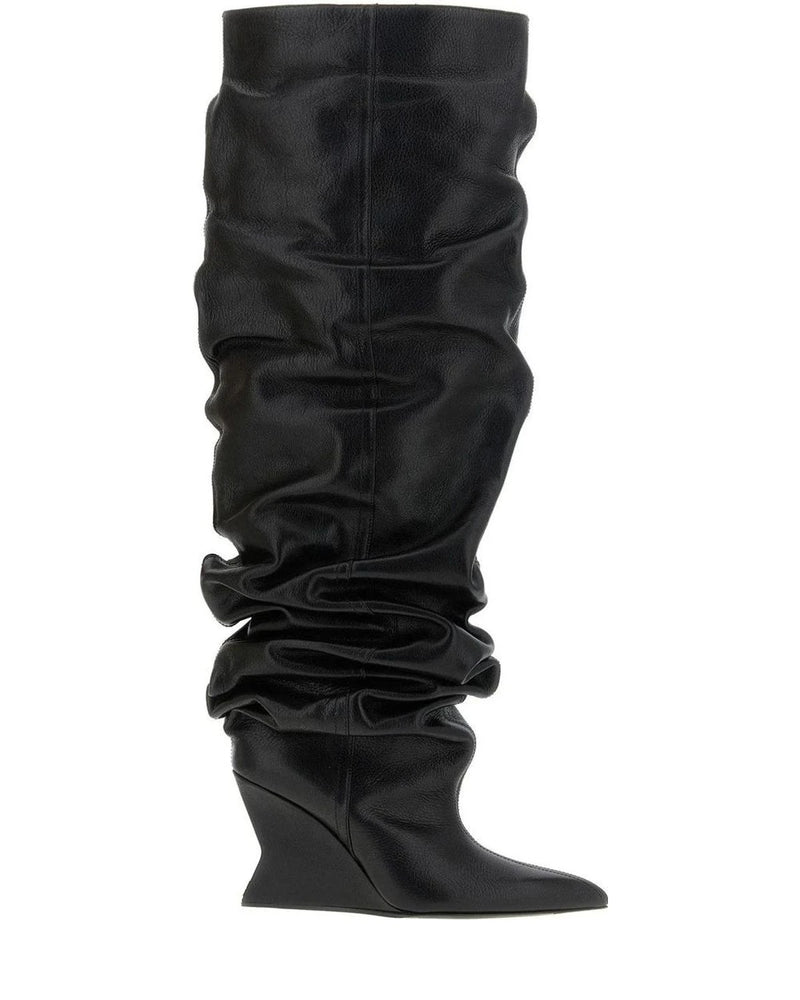Balmain Knee High Boots in black, Calfskin Leather