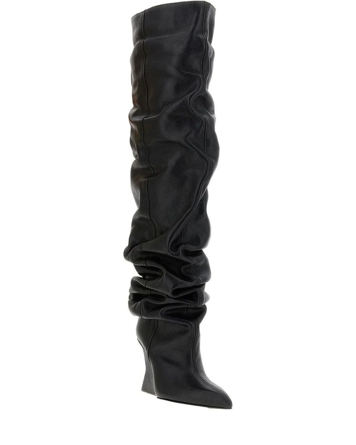 Balmain Knee High Boots in black, Calfskin Leather — view 2