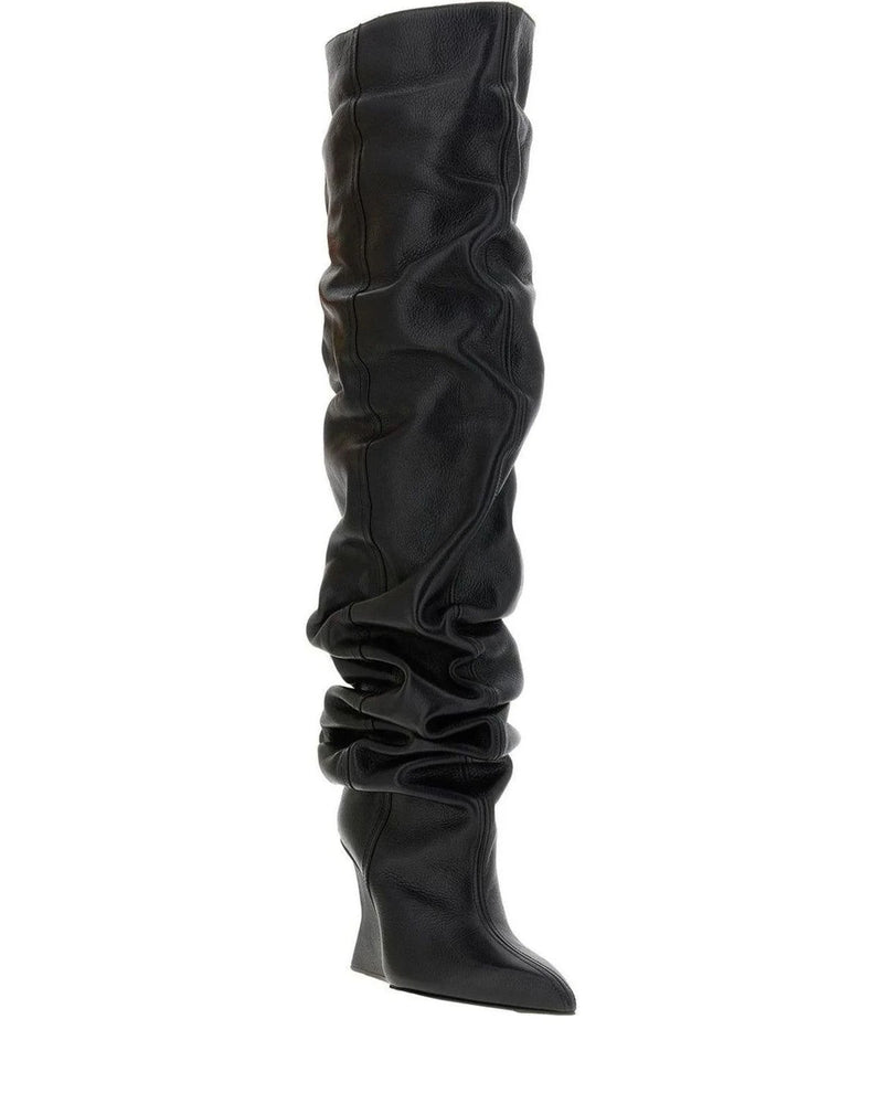 Balmain Knee High Boots in black, Calfskin Leather — view 2