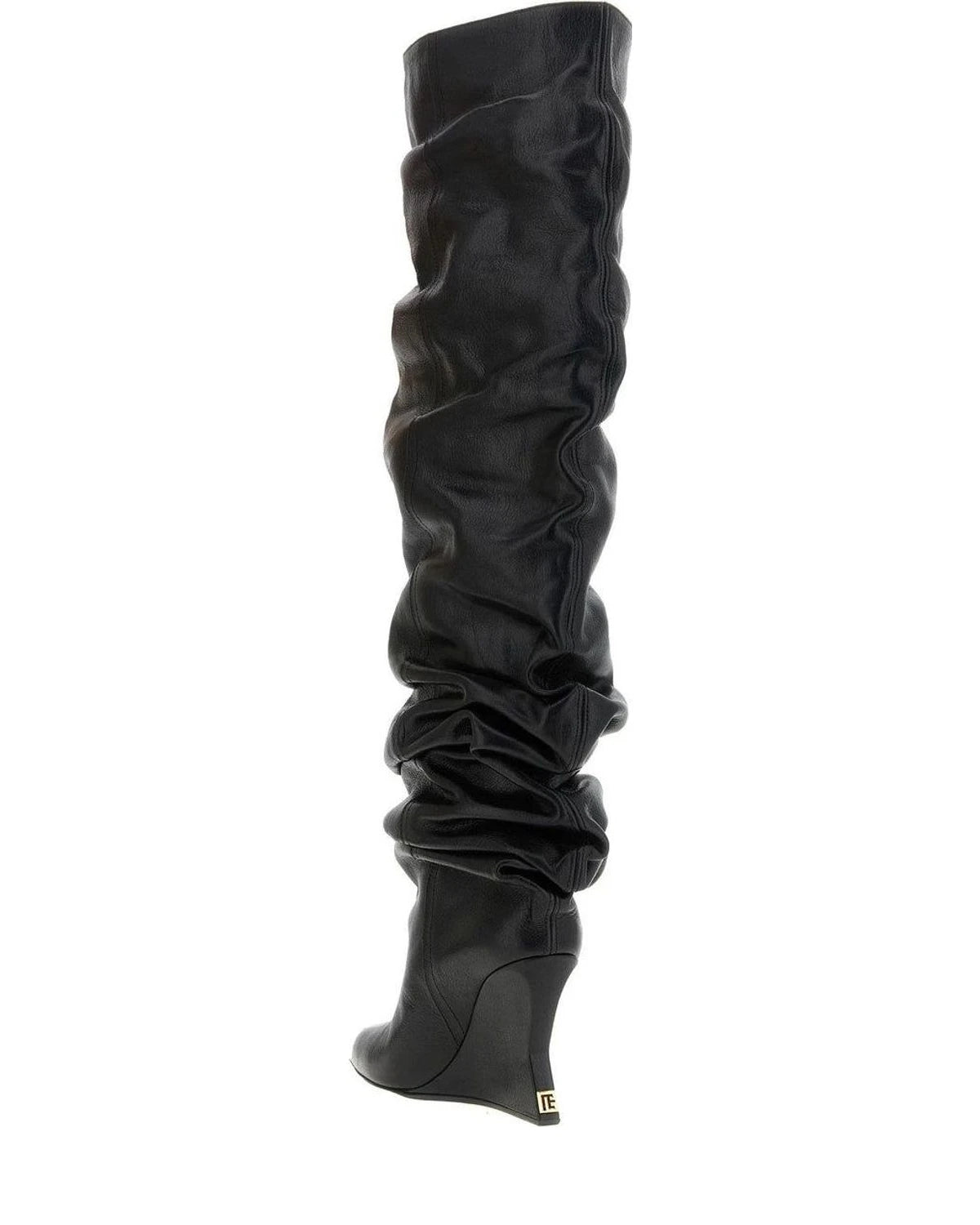 Balmain Knee High Boots in black, Calfskin Leather — view 3
