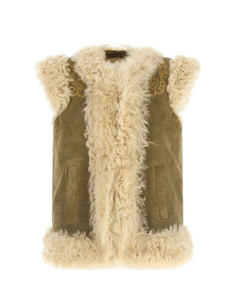 Etro Vest in beige, Lamb Fur