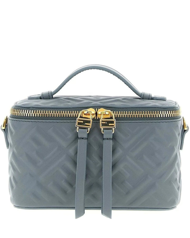 Fendi Makeup Bag in blue, Lamb Leather