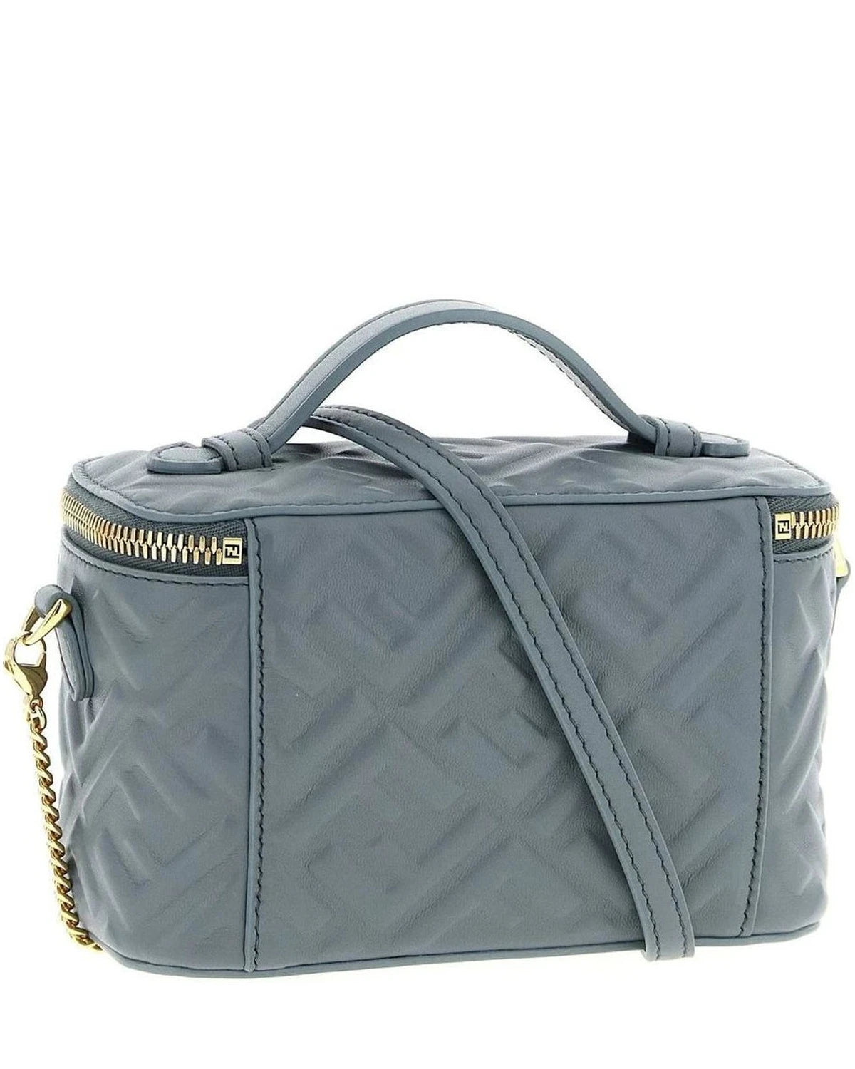 Fendi Makeup Bag in blue, Lamb Leather — view 2