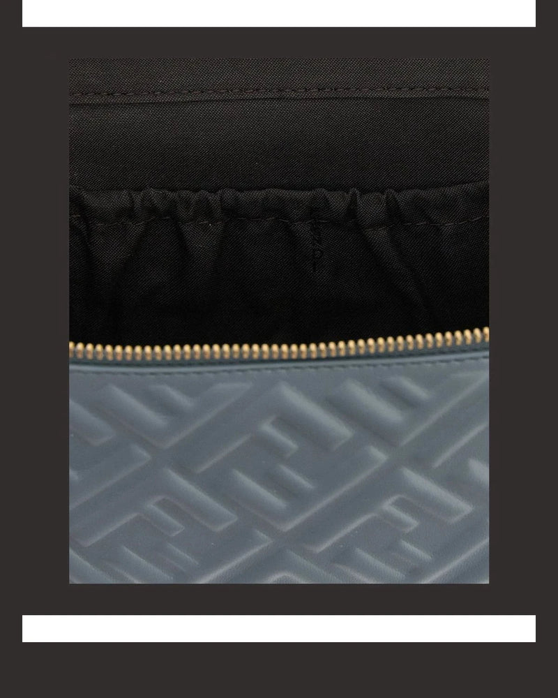 Fendi Makeup Bag in blue, Lamb Leather — view 4