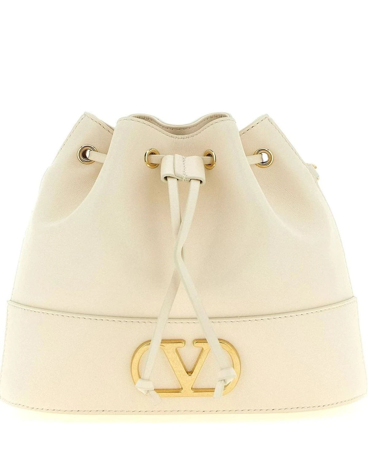 Valentino Garavani Bucket Bag in white, Lamb Leather
