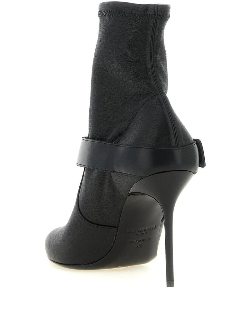 Balmain Ankle Boots in black, Lamb Leather — view 3