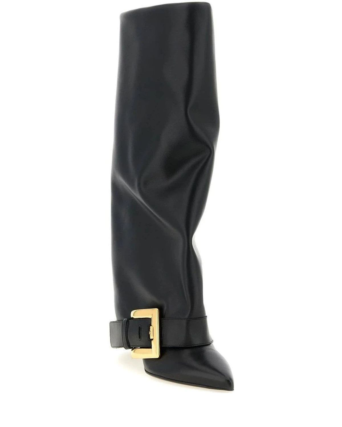 Balmain Knee High Boots in black, Calfskin Leather — view 2