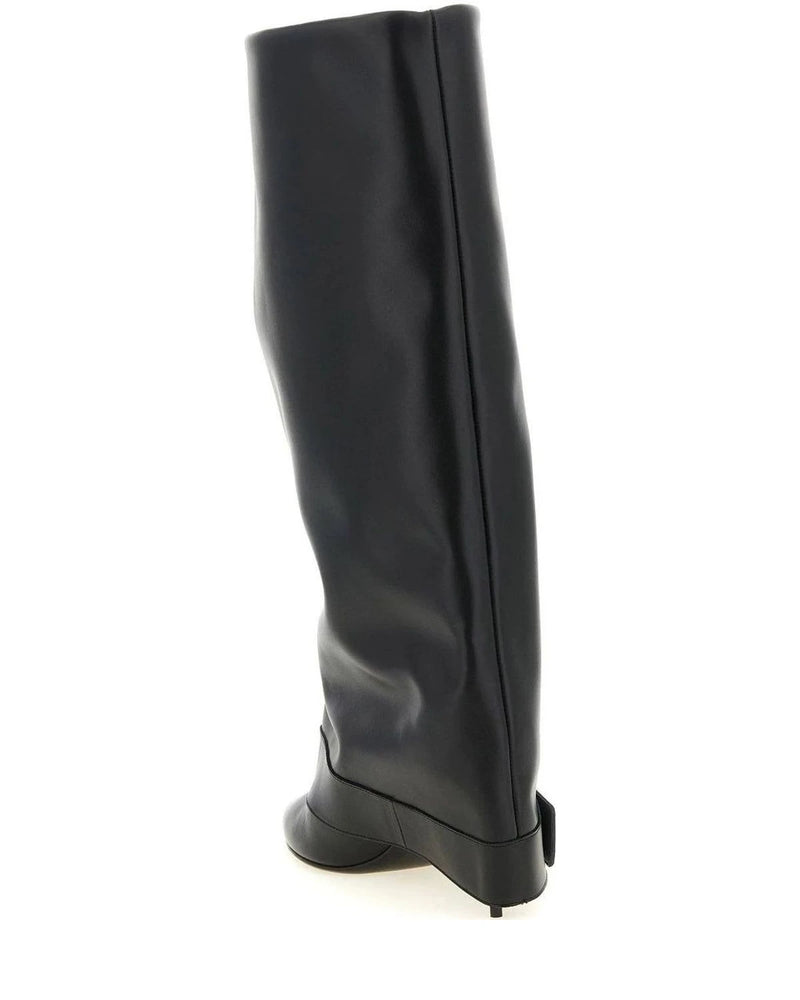 Balmain Knee High Boots in black, Calfskin Leather — view 3