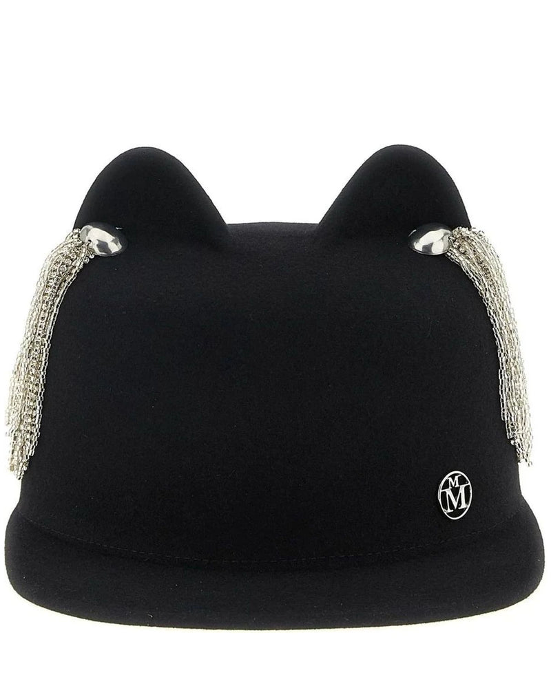 Maison Michel Cloche Hat in black, Wool Felt