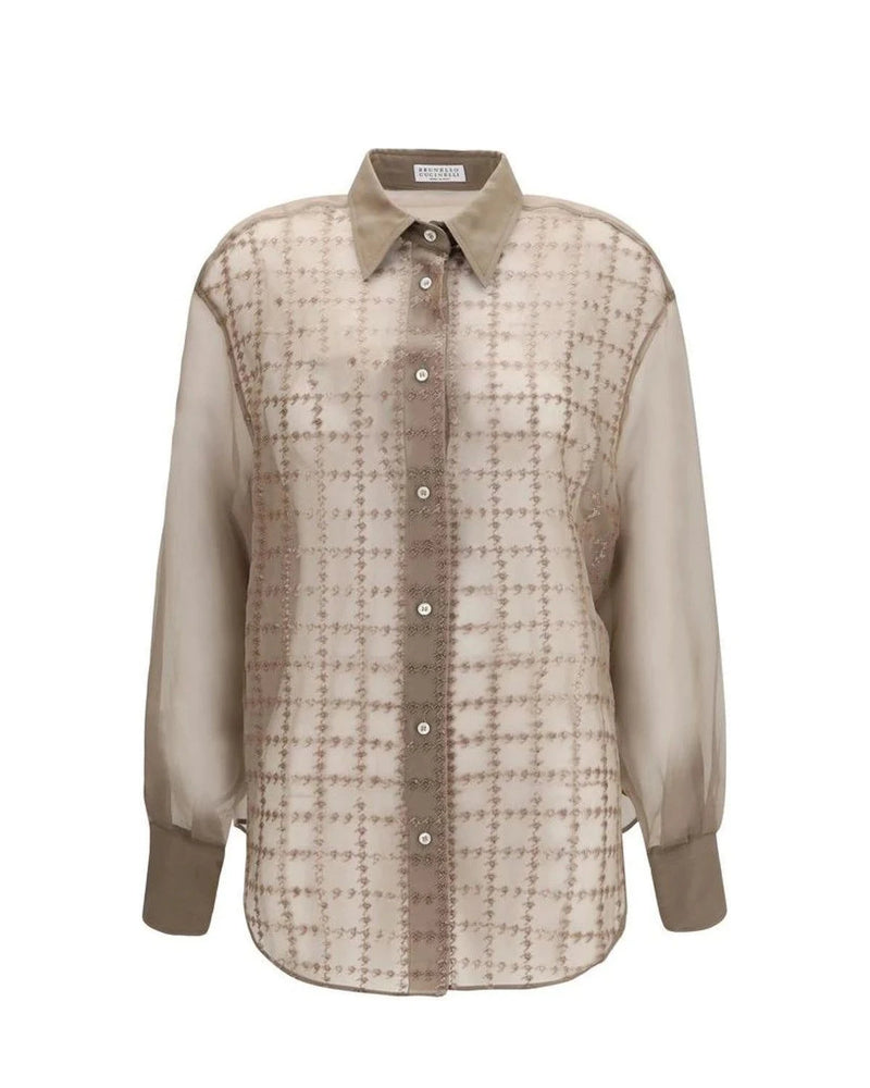 Brunello Cucinelli Blouse in beige, Silk