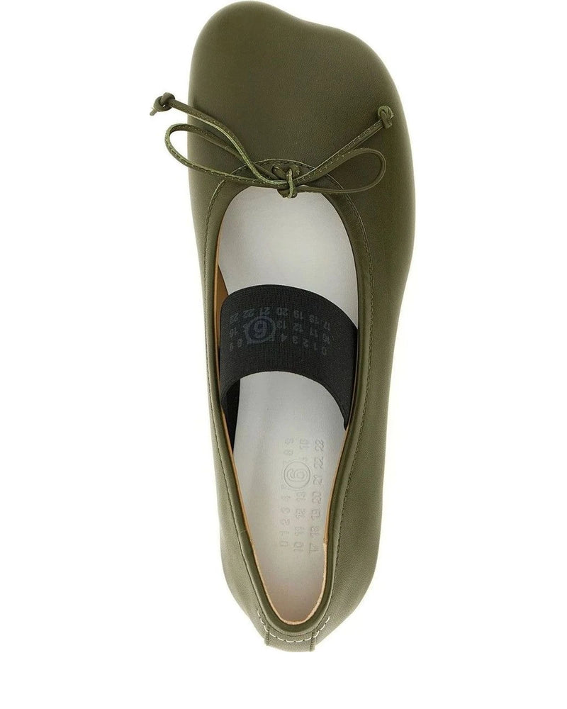 MM6 Maison Margiela Ballet Flats in green, Sheepskin Leather — view 4