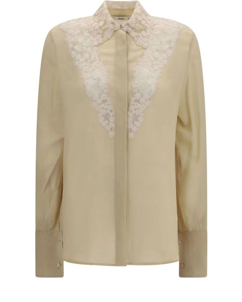 Fendi Dress Shirt in beige, Silk