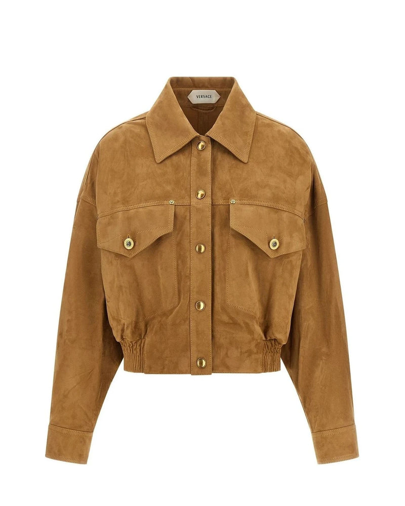 Versace Trucker Jacket in brown, Lamb Leather