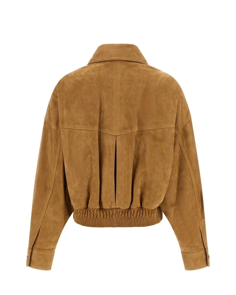 Versace Trucker Jacket in brown, Lamb Leather — view 2