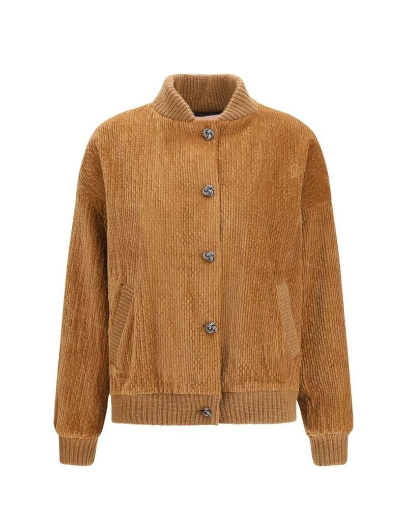 Kristina Ti Bomber Jacket in brown, Cotton