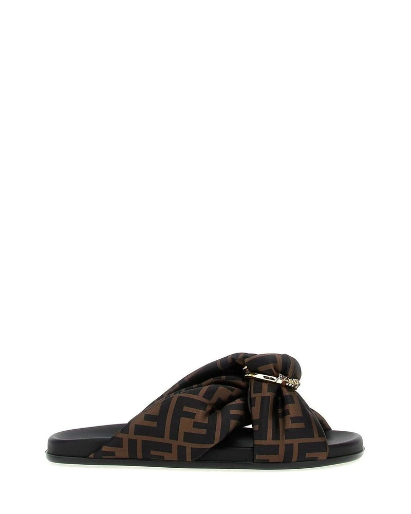 Fendi Slides in brown, Polyester
