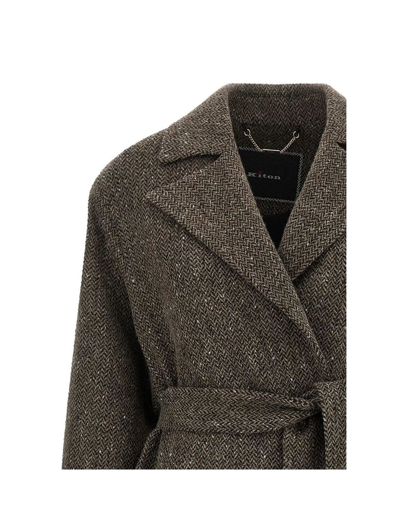 Kiton Wrap Coat in brown — view 3