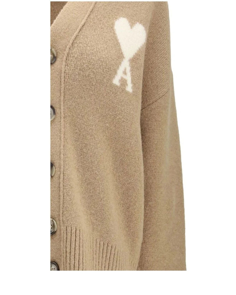 Ami Paris Cardigan in beige, Alpaca Vicugna — view 3