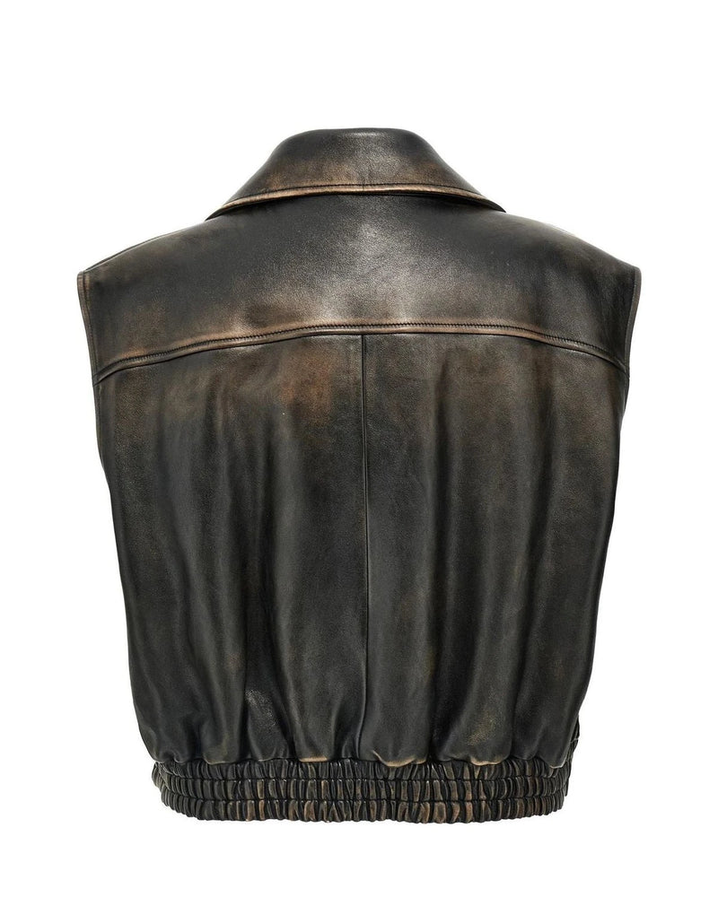 Miu Miu Bolero Jacket in brown, Lamb Leather — view 2
