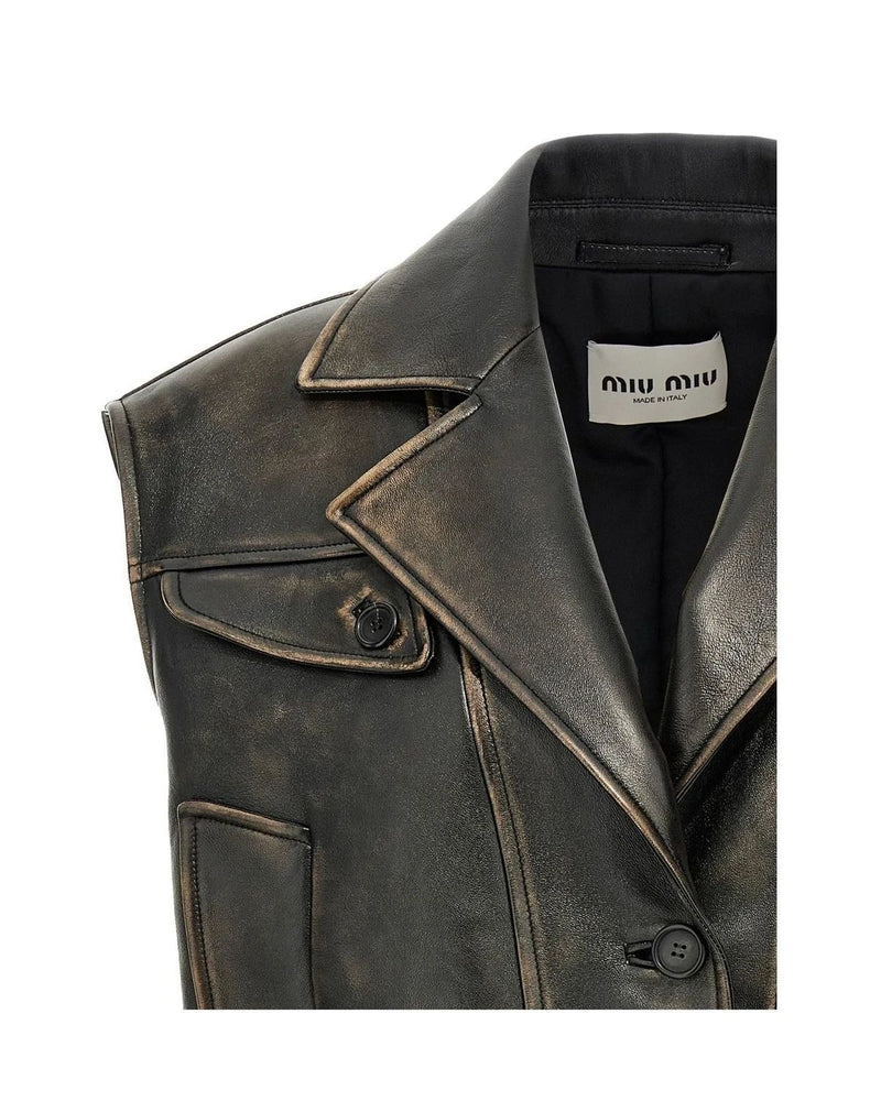 Miu Miu Bolero Jacket in brown, Lamb Leather — view 3