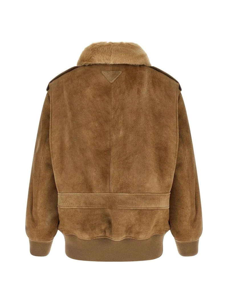 Prada Bomber Jacket in beige, Lamb Leather — view 2