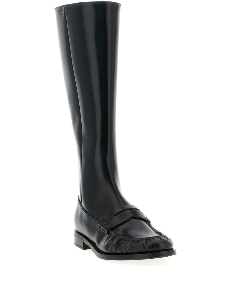 Prada Knee High Boots in black, Calfskin Leather — view 2