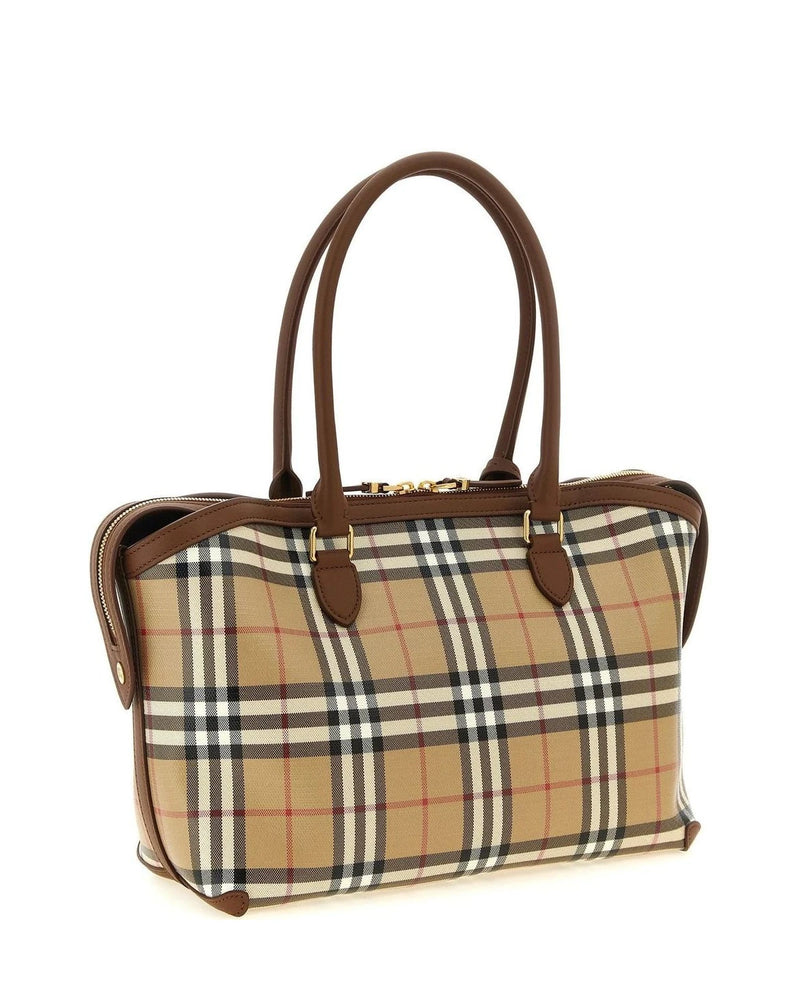 Burberry Satchel Bag in beige, Cotton — view 2