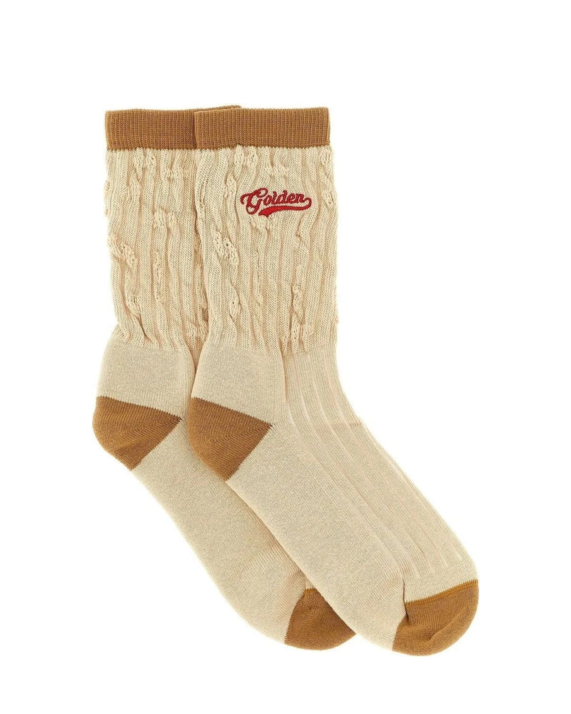 Golden Goose Crew Sock in beige, Cotton