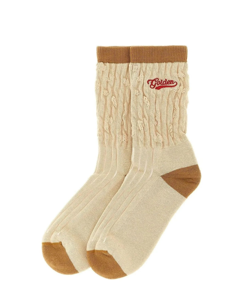 Golden Goose Crew Sock in beige, Cotton — view 2