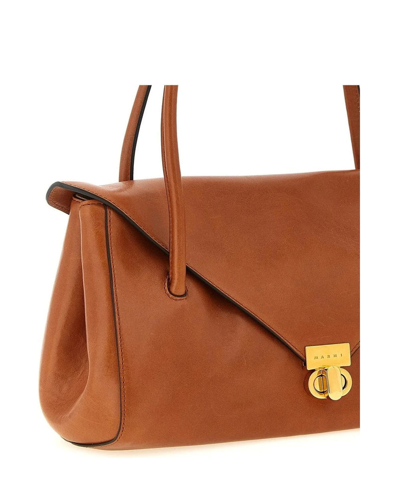 Marni Shoulder Bag in brown, Calfskin Leather — view 3