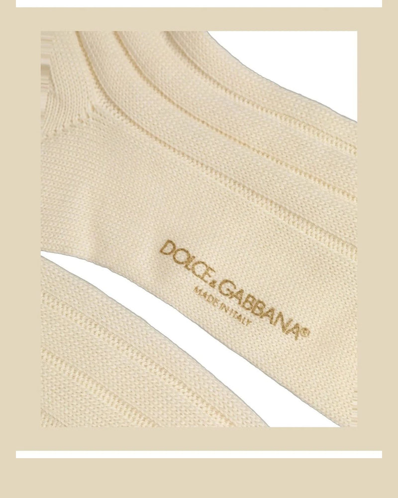 Dolce & Gabbana Knee Sock in beige, Wool