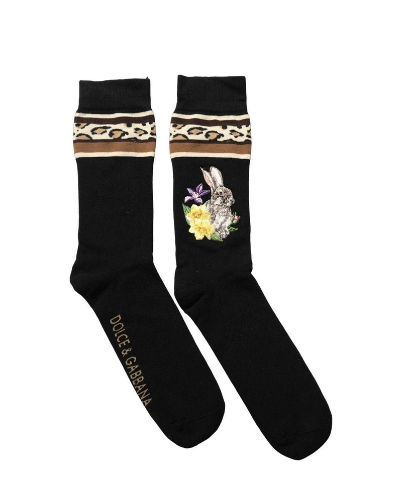 Dolce & Gabbana Crew Sock in black, Virgin Wool — view 3