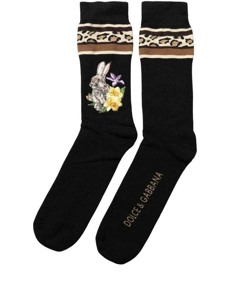 Dolce & Gabbana Crew Sock in black, Virgin Wool — view 4