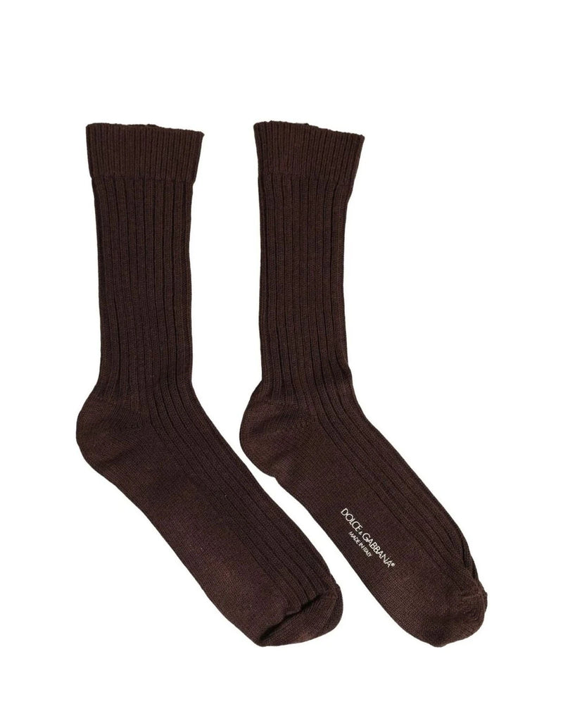 Dolce & Gabbana Crew Sock in brown, Wool — view 2