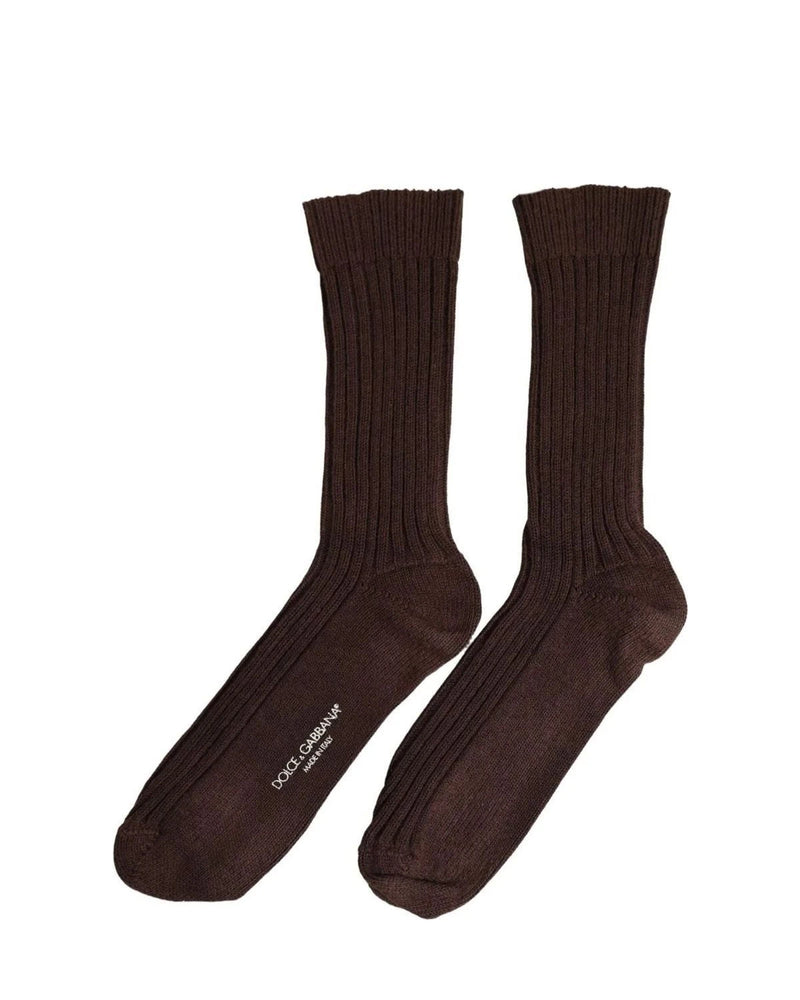 Dolce & Gabbana Crew Sock in brown, Wool — view 3