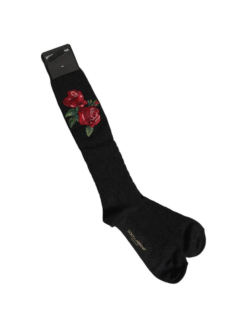 Dolce & Gabbana Knee Sock in black, Wool — view 2