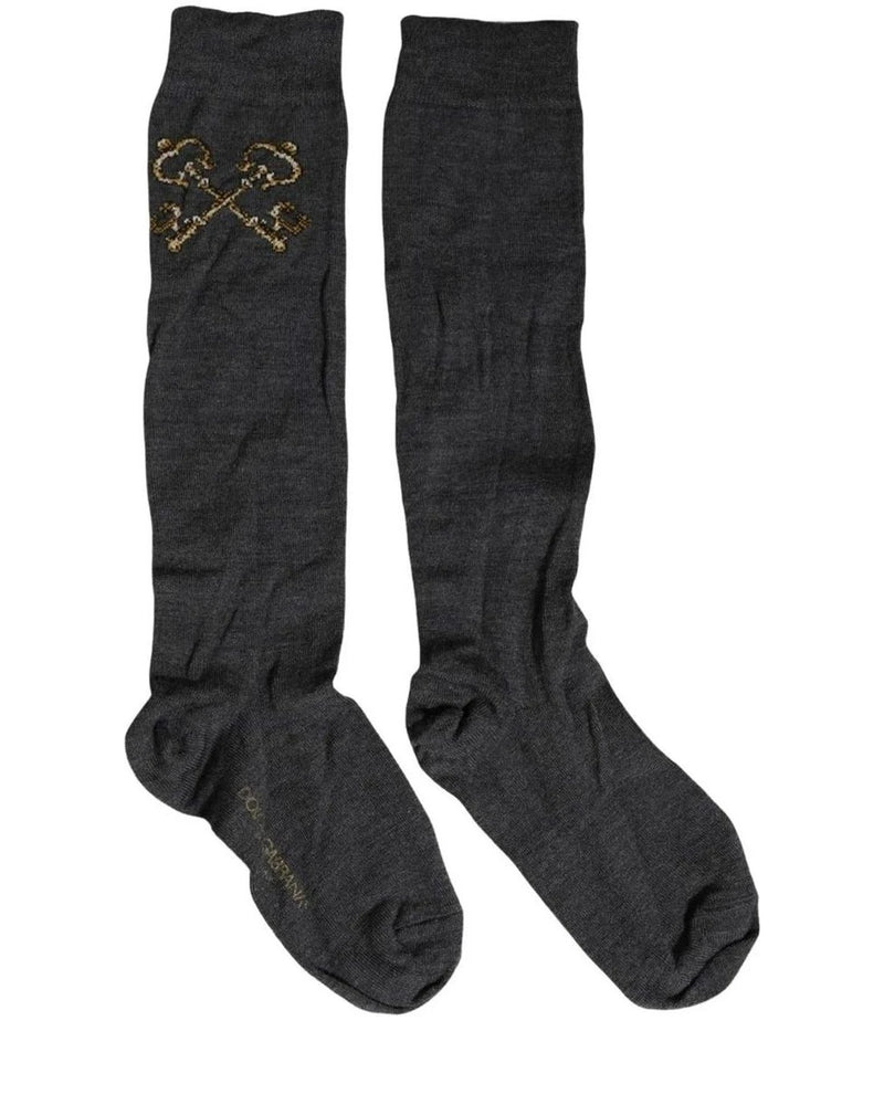 Dolce & Gabbana Knee Sock in gray, Virgin Wool — view 2