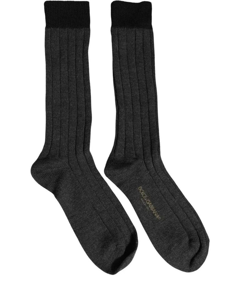 Dolce & Gabbana Knee Sock in gray, Wool — view 6