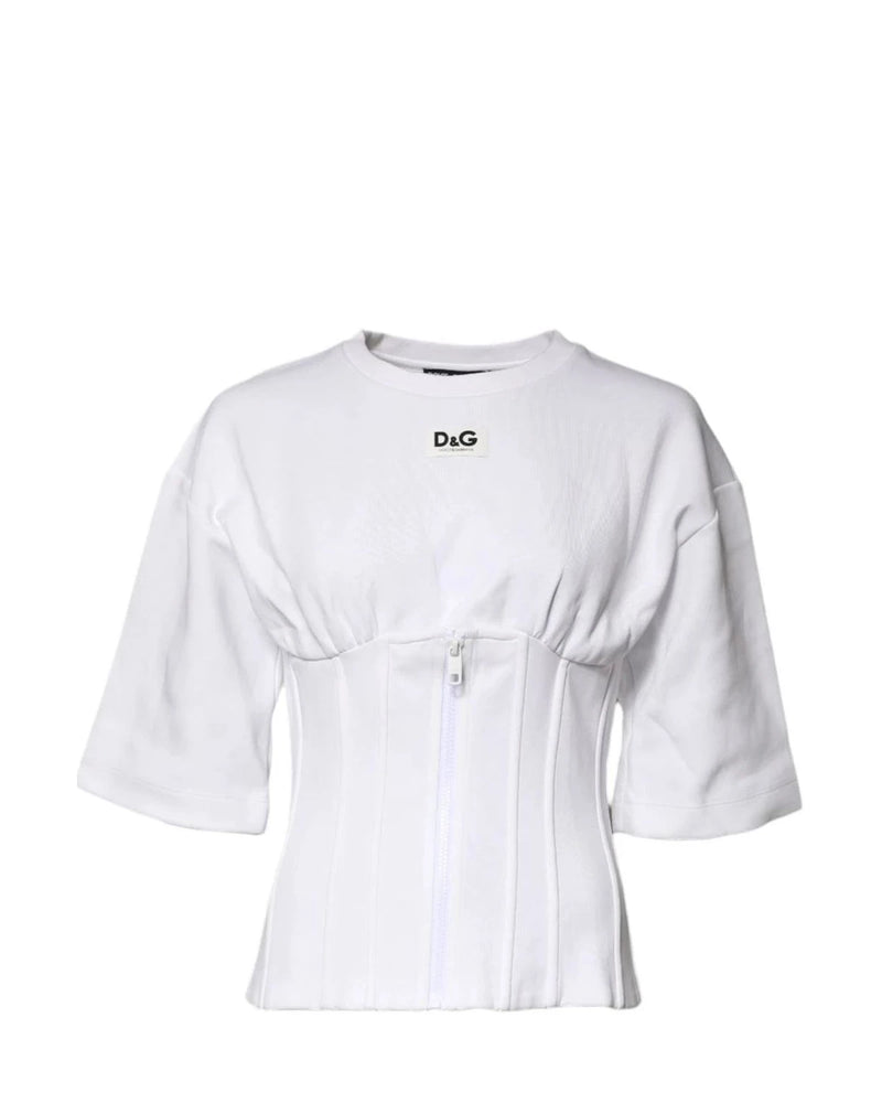 Dolce & Gabbana Corset Top in white, Cotton — view 7