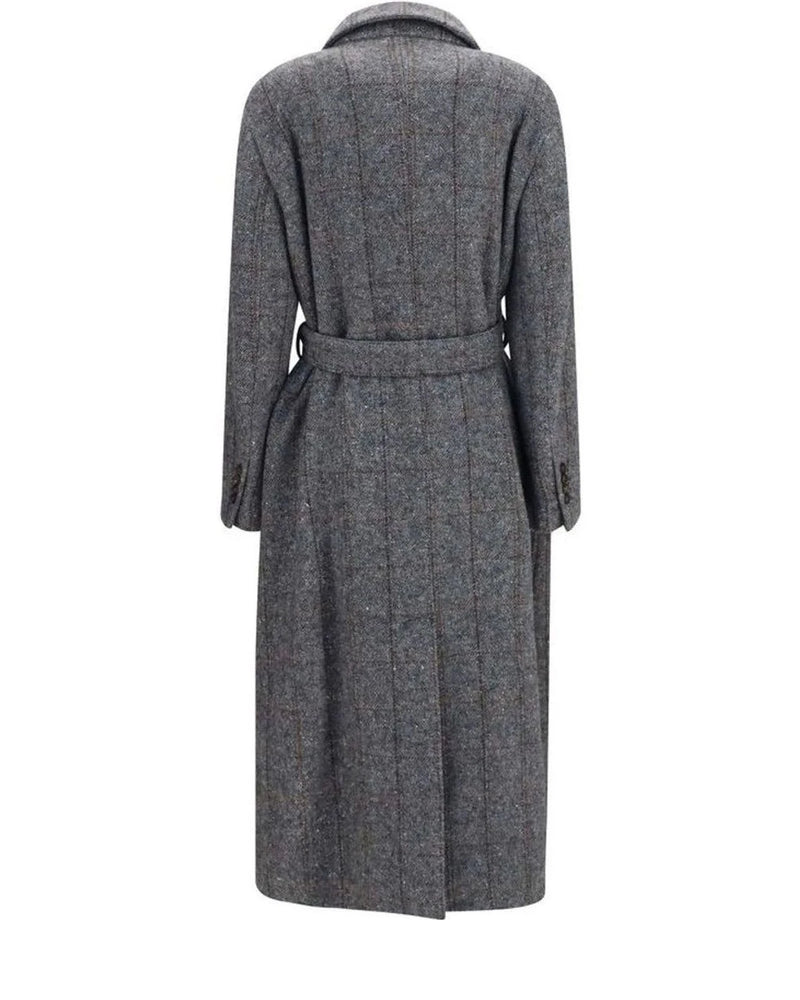 Brunello Cucinelli Wrap Coat in gray, Alpaca Vicugna — view 2