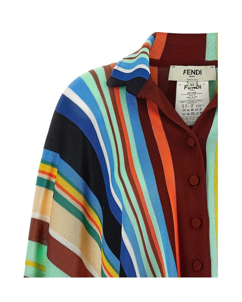 Fendi Wrap Coat in multicolor, Viscose — view 3