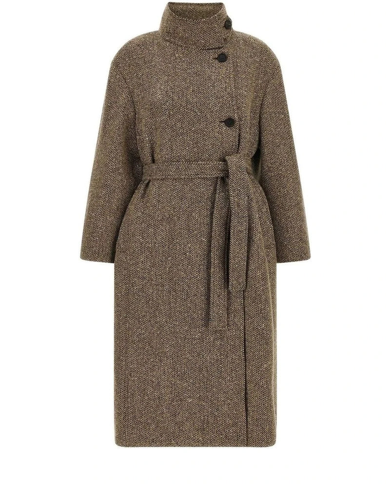Brunello Cucinelli Wrap Coat in brown, Virgin Wool
