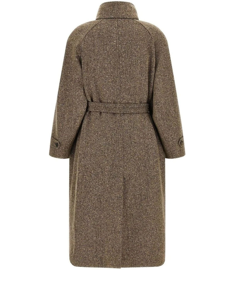 Brunello Cucinelli Wrap Coat in brown, Virgin Wool — view 2