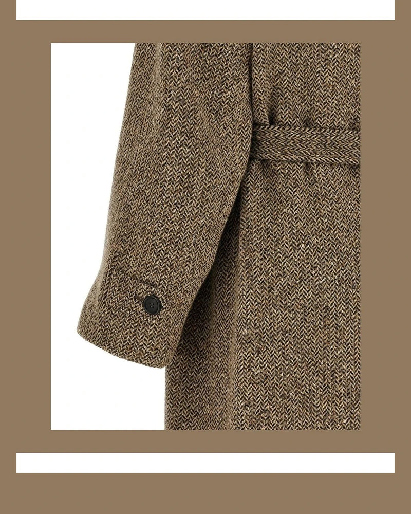 Brunello Cucinelli Wrap Coat in brown, Virgin Wool — view 4