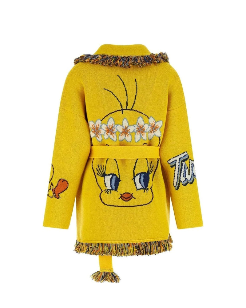 Alanui Cardigan in yellow, Virgin Wool — view 2