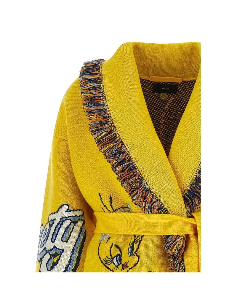 Alanui Cardigan in yellow, Virgin Wool — view 3