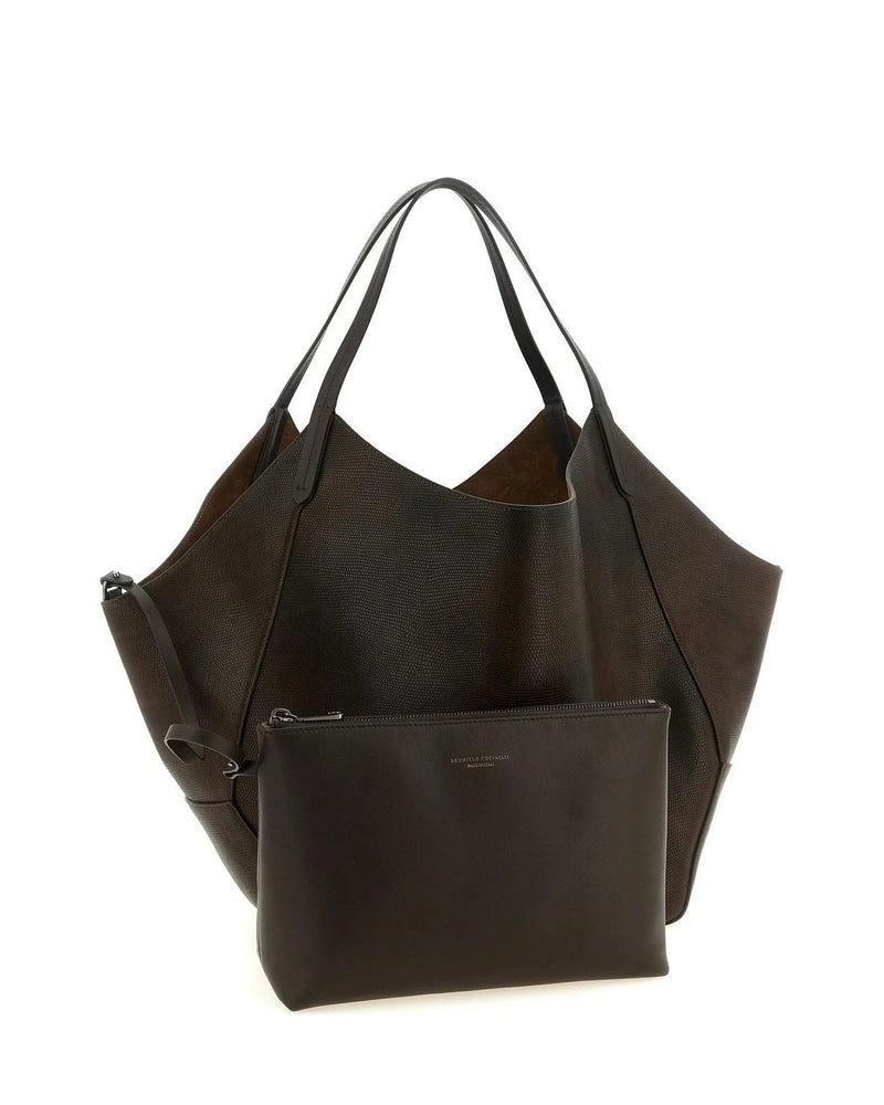 Brunello Cucinelli Tote Bag in brown, Calfskin Leather — view 3