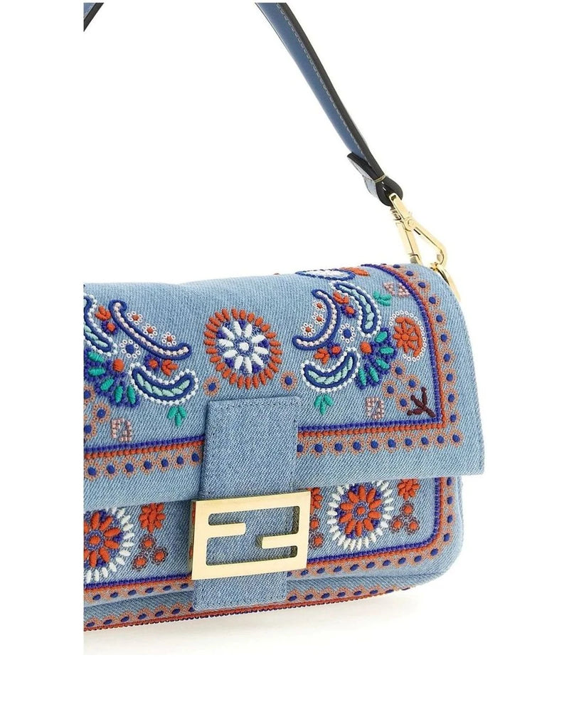 Fendi Shoulder Bag in blue, Cotton — view 4